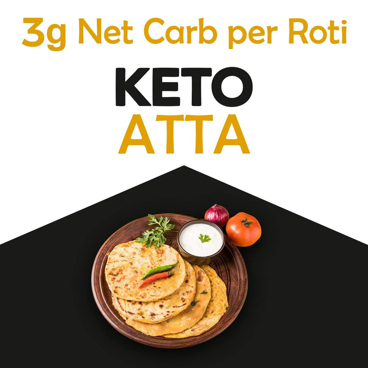 Keto atta with only 3g net carbs per roti for low carb diet, sugar-free cooking, diabetic-friendly flour, keto recipes, and weight loss meals.

