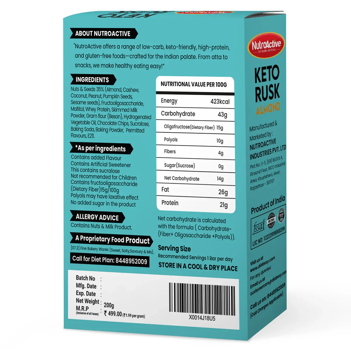 NutroActive Keto Rusk- 200g