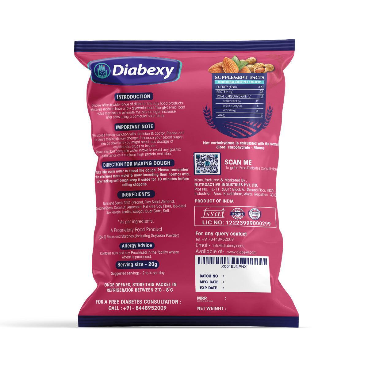 Ingredients and benefits of Diabexy's gluten free atta