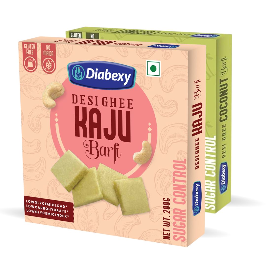 Diabexy Desi Ghee Barfi Combo (Coconut & Kaju) 200g Each