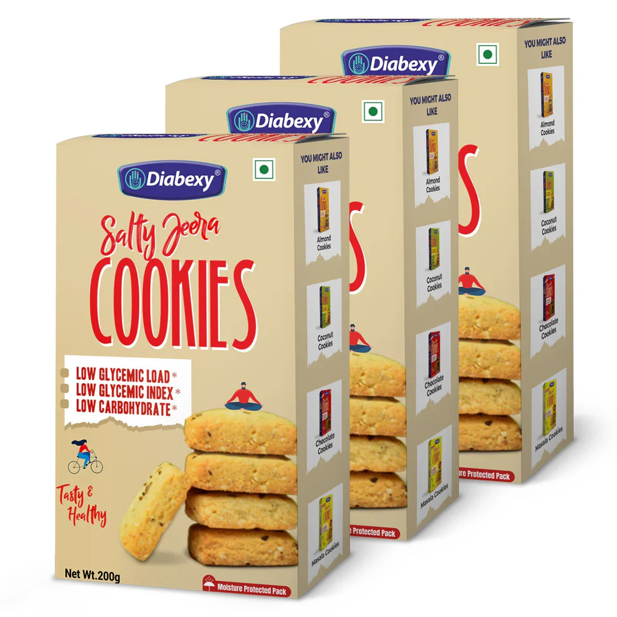 Pack of 3 diabexy salty jeera cookies